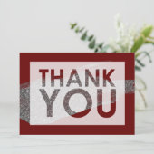 Carte De Remerciements Brosse à Parties scintillant argent Faux en Bourgo (Debout devant)