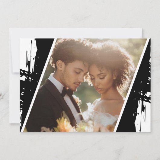 Carte De Remerciements Brosse noire désordonnée touches mariage photo mod (Dos)