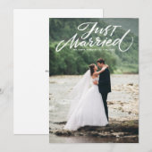 Carte De Remerciements Brosse rustique Lettres Juste Marié Photo (Devant / Derrière)