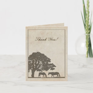 Carte De Remerciements Brown and Ivory Vintage Horse Farm Thank You