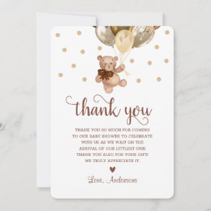 Carte De Remerciements Brown Gold Teddy Bear Beary Beaucoup de Baby showe