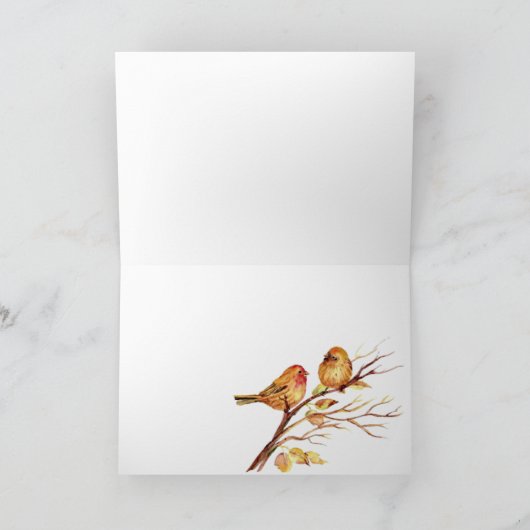 Carte De Remerciements Bruants chanteurs à l'aquarelle Oiseaux bruns Merc (Intérieur)