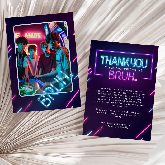 Carte De Remerciements Bruh, Tu Es Dans ? Neon Arcade Jeux Vidéo Garçon A