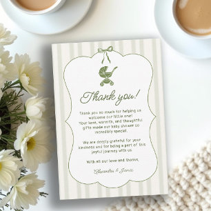 Carte De Remerciements Brunch Bébé Café Rayures Baby Shower