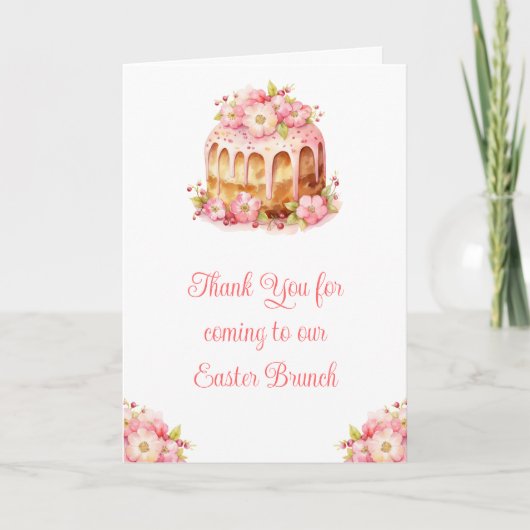 Carte De Remerciements Brunch de Pâques au gâteau de printemps (Devant)