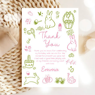 Carte De Remerciements Brunch de Pâques rose et vert et chasse aux œufs