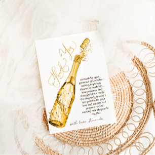 Carte De Remerciements Brunch et Bubbly Gold Élégant Shower de Mariée