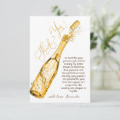 Carte De Remerciements Brunch et Bubbly Or Élégant Shower de Mariée (Debout devant)