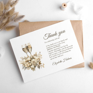 Carte De Remerciements Brunch et Champagne Pétillant Fleurs Réception de
