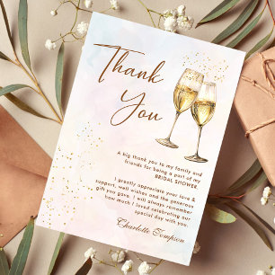 Carte De Remerciements Brunch et Champagne pétillant Shower de mariage