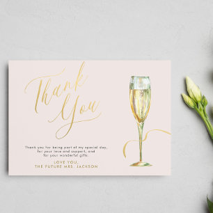 Carte De Remerciements Brunch et pétillant rose or doré pour une baby sho