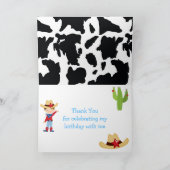 Carte De Remerciements Brunette Cowboy Fête d'anniversaire de l'Ouest (Intérieur)