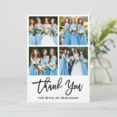 Carte De Remerciements Brush Mariage de script moderne 4 Photo Bridesmaid (Debout devant)