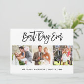 Carte De Remerciements Brush Script Best Day Ever 3 Mariage photo (Debout devant)