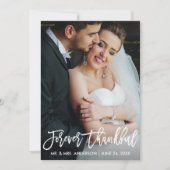 Carte De Remerciements Brush Script Forever Thankor Photo Mariage moderne (Devant)