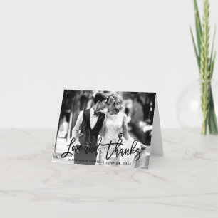 Carte De Remerciements Brush Script Love Thanks Noir et blanc Note