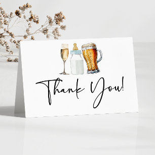 Carte De Remerciements Bubbles Brews et Diapers aussi! Baby shower