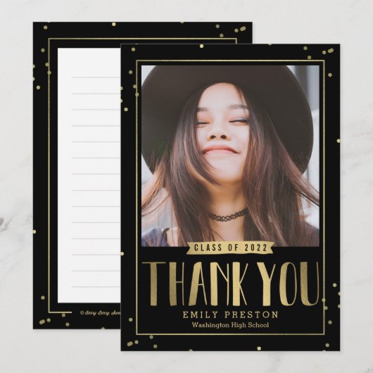 Carte De Remerciements Bubbly Chic Graduation Thank You Note Card (Devant / Derrière)