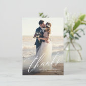Carte De Remerciements Budget Moderne Calligraphie Script Mariage Photo (Debout devant)