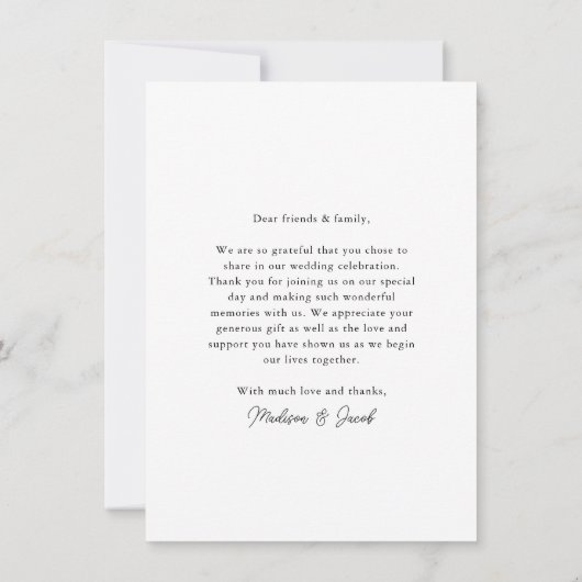 Carte De Remerciements Budget Moderne Calligraphie Script Mariage Photo (Dos)