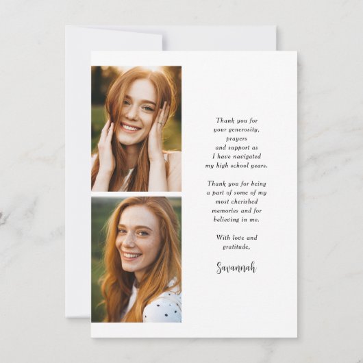 Carte De Remerciements Budget Moderne Lettrage Simple 3 Photo Graduation (Dos)