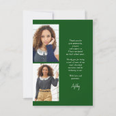 Carte De Remerciements Budget Vert Moderne Calligraphie Photo Graduation (Dos)