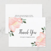 Carte de remerciements budgétaire florale rose pâl (Devant / Derrière)