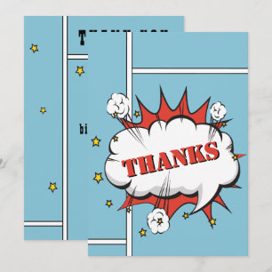 Carte De Remerciements Bulle de texte de bande dessinée de super-héros po