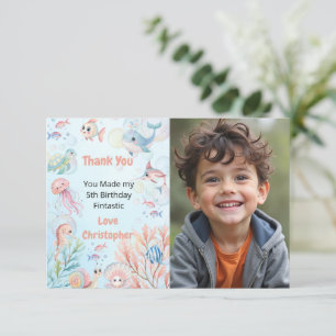 Carte De Remerciements Bulles et nageoires Fête d'anniversaire pour enfan
