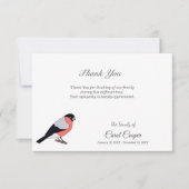 Carte De Remerciements Bullfinch Funeral Thank You Note Card (Devant)