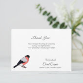 Carte De Remerciements Bullfinch Funeral Thank You Note Card (Debout devant)