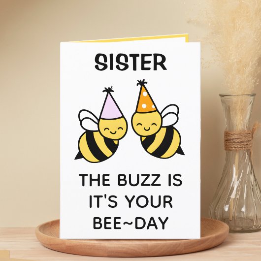 Carte De Remerciements Bumblebee Bee Sister Joyeux anniversaire