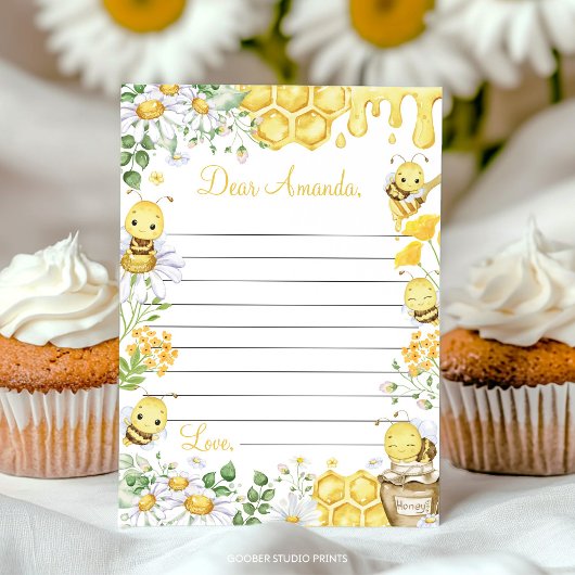 Carte De Remerciements Bumblebee Floral Time Capsule Note Message Card