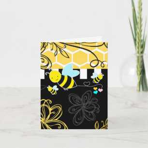 Carte De Remerciements Bumblebee Noir & Jaune Remerciement Baby Shower