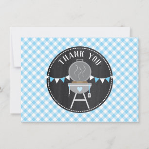 Carte De Remerciements Bun in the Oven BabyQ Baby shower Blue Chalkboard