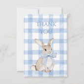 Carte De Remerciements Bunny Rabbit Blue Plaid Vintage (Devant)