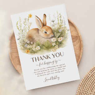 Carte De Remerciements Bunny Rabbit Fille fête d'anniversaire