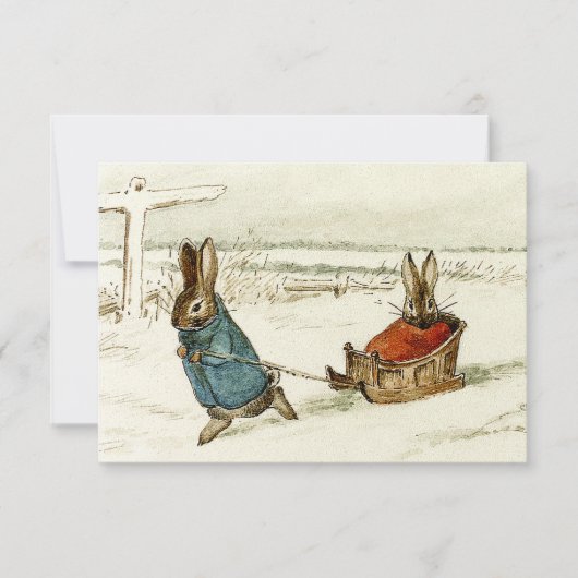 Carte De Remerciements "Bunny Sleigh Ride" par Beatrix Potter (Devant)