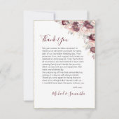 Carte De Remerciements Burgundy Blush Peony et Mariage Rose (Devant)