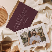 Carte De Remerciements Burgundy Boho Simple Photo Heart Script Mariage
