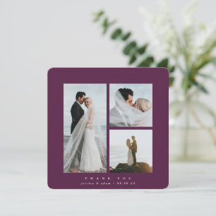 Carte De Remerciements Burgundy Elegant Carré Trois Mariage photo