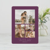 Carte De Remerciements Burgundy Elegant Minimal 4 Photo Mariage plat (Debout devant)