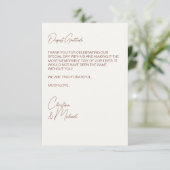 Carte De Remerciements Burgundy et Mariage blanc doux (Debout devant)