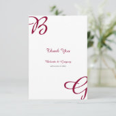 Carte De Remerciements Burgundy Maroon Initiales Mariage de automne d'aut (Debout devant)