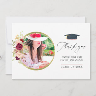 Carte De Remerciements Burgundy-Marsala et rose blush pour la remise des