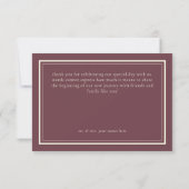 Carte De Remerciements Burgundy Wine Minimalist Frame Wedding (Dos)