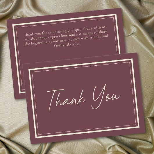 Carte De Remerciements Burgundy Wine Minimalist Frame Wedding