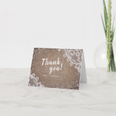 Carte De Remerciements Burlap Lace parties scintillant Mariage rustique m (Devant)