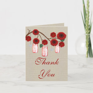Carte de remerciements Burlap Russe Red Mason Jars