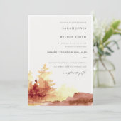 Carte De Remerciements Burnt Orange Jaune Automne Arbres Mariage Invitati (Debout devant)